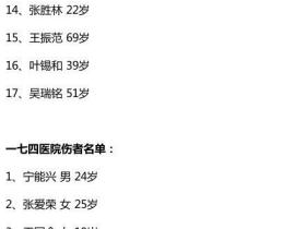 厦门福园公寓爆炸:厦门煤气罐爆炸事故伤者名单